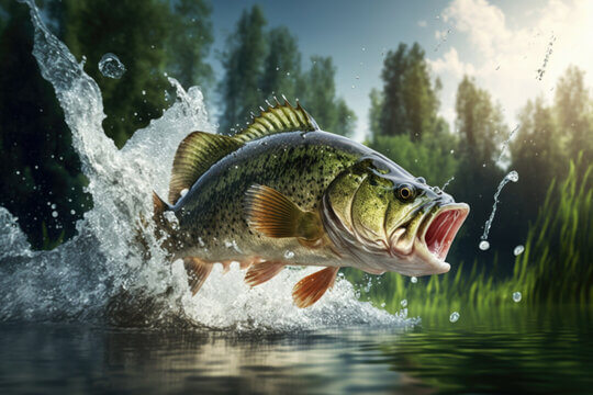 bass jumping out of the water